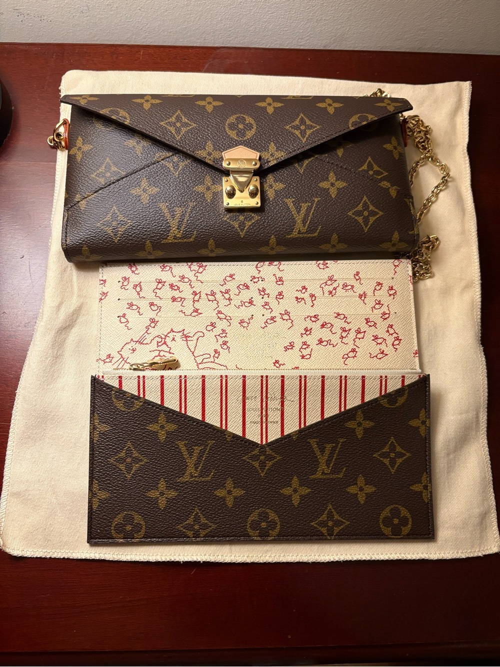 LOUIS VUITTON Monogram Grace Coddington Kirigami Organizer On Chain in Beige